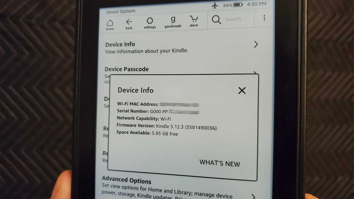amazon kindle serial number location